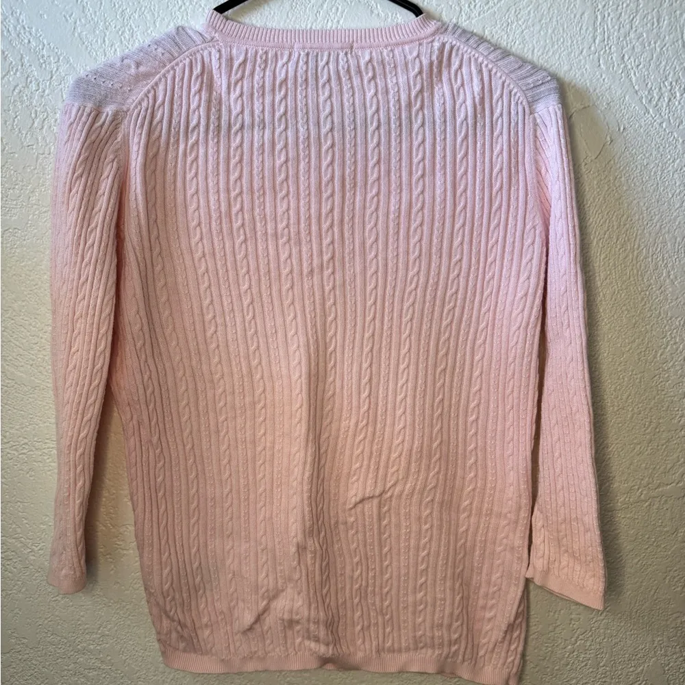 Tommy Hilfiger Pink Lightweight Quarter Sleeve Cotton Spring Sweater Size Small - Image 4