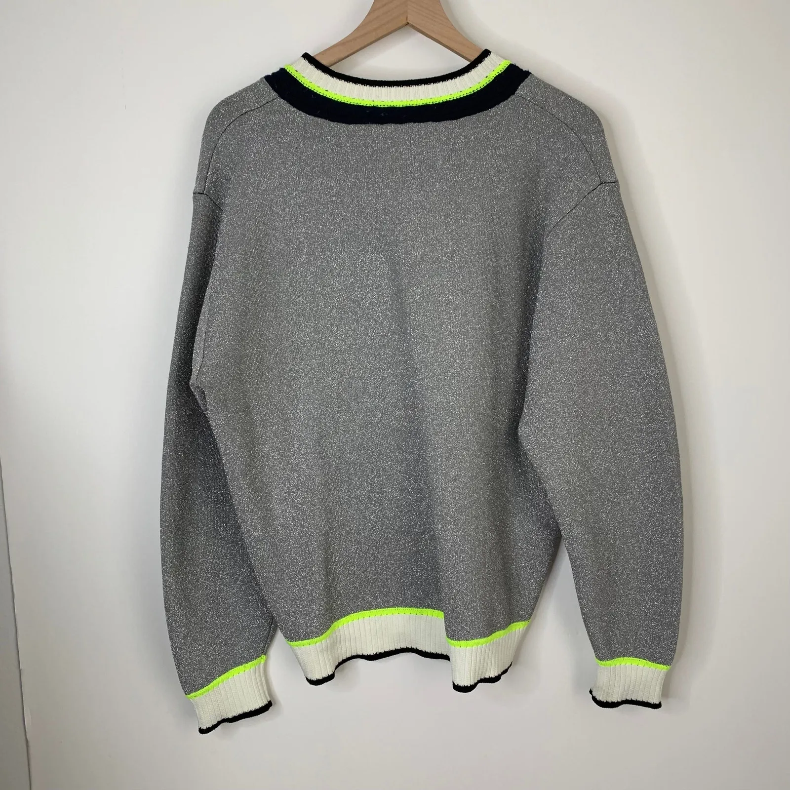 Opening Ceremony Silver Disco Sport Cable Neck Sweater In Silver Multi Small - Image 3
