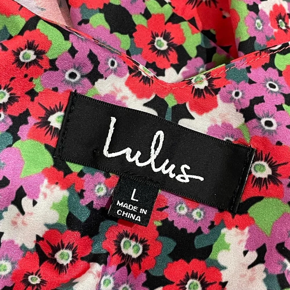 Lulu's Zenia Coral Red Multi Floral Print Cropped Cami Top - Large - Image 9