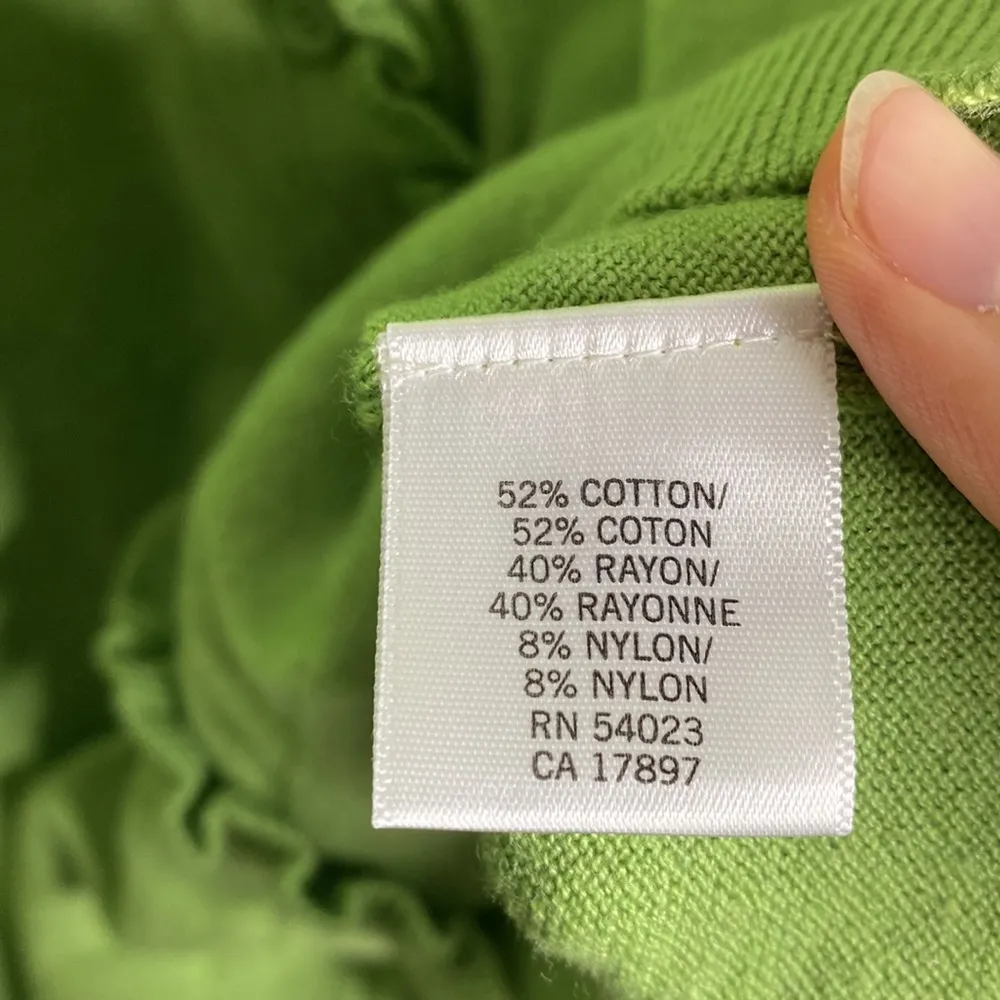 Banana Republic Factory green ruffle trim cotton blend cardigan size S - Image 10