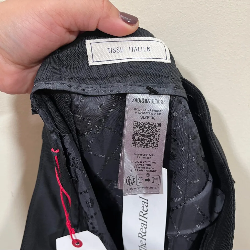 NWT Zadig & Voltaire Vanille Lyocell Black Pants raw hem size 38 TISSU ITALIEN - Image 9
