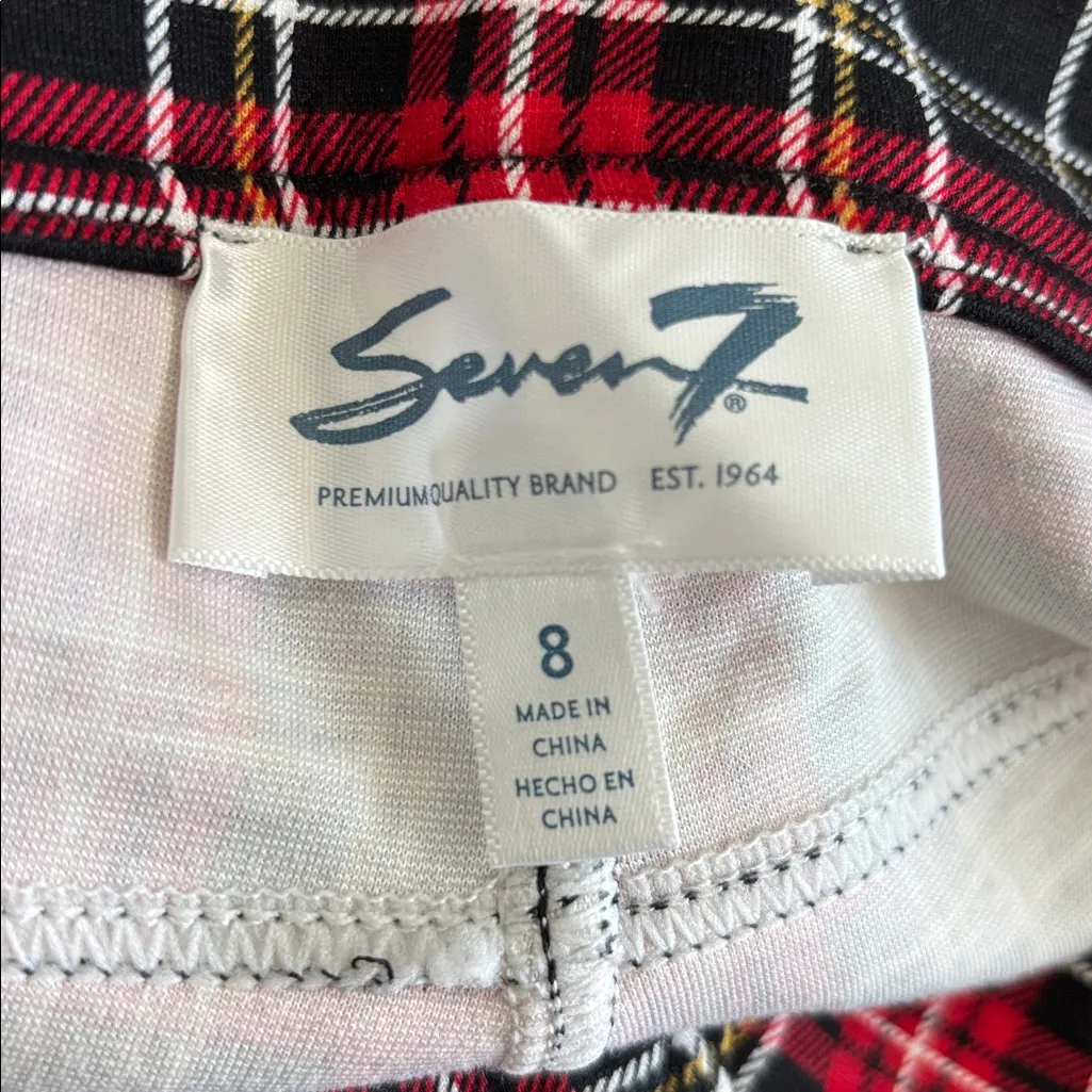 Seven 7 women's red tartan plaid skinny stretchy leggings size 8 - Image 10