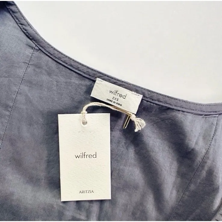 NEW Aritzia Wilfred Women's Governess Cotton Poplin Dress Vintage Navy - Image 11