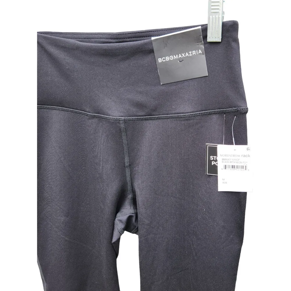 Women’s Leggings Size M BCBGeneration BMAX1105GF 7/8 length, Black/Neon Green - Image 5