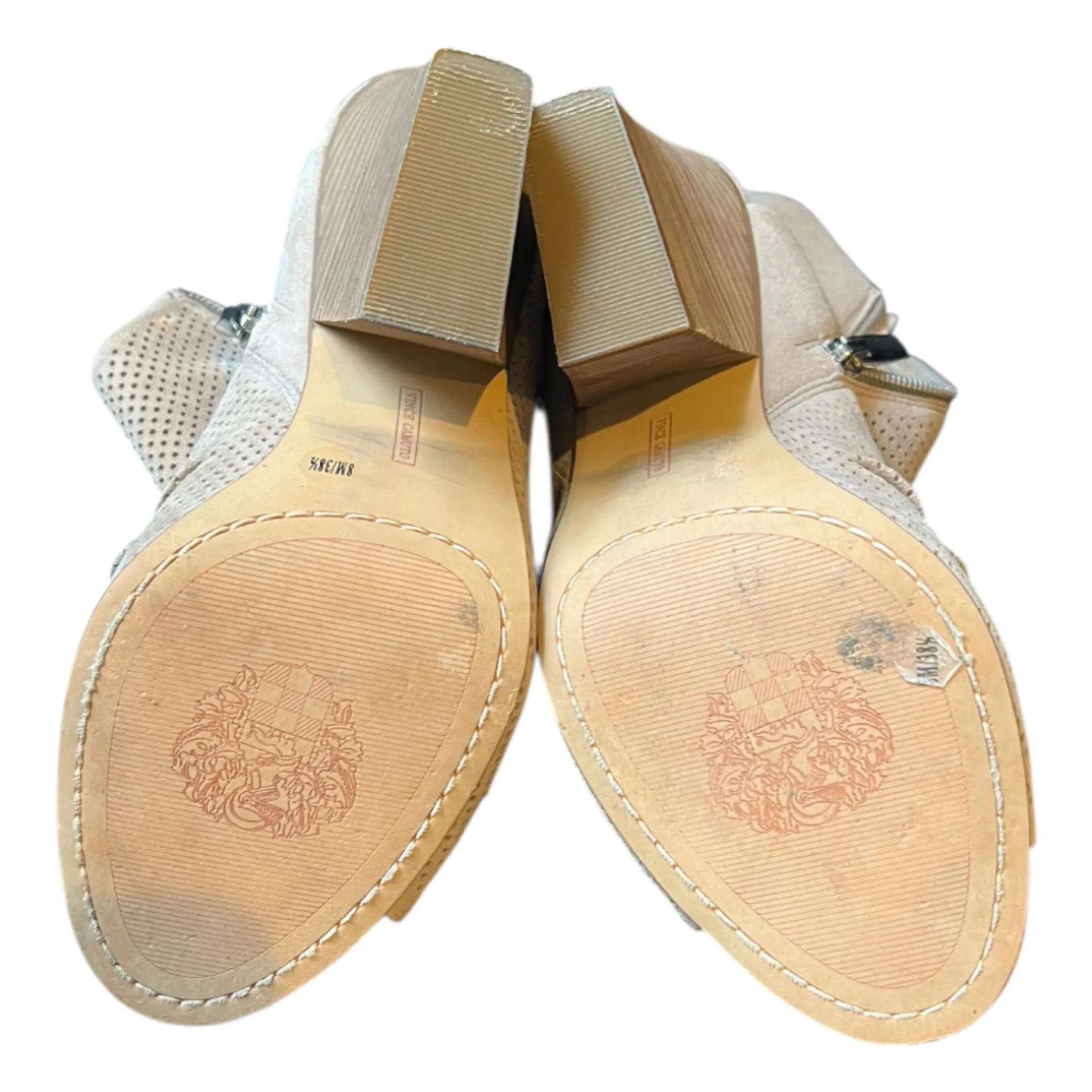 Vince Camuto Kentvi‎ Peep Toe Booties Sandals Women’s 8M Tan Cut Out Heels Zip Size 8 - Image 13