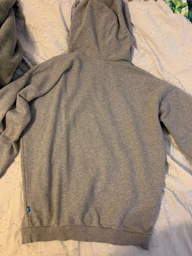 Adidas Grey Logo Hoodie - Image 3