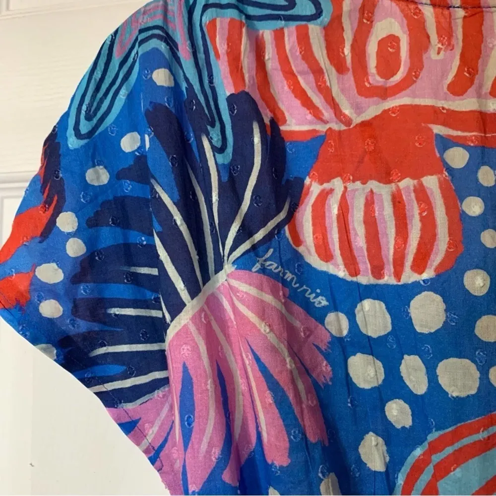 NWT Farm Rio V-Neck Printed Midi Wrap Dress in Ocean Life Tropical Sea Print XS - Image 9