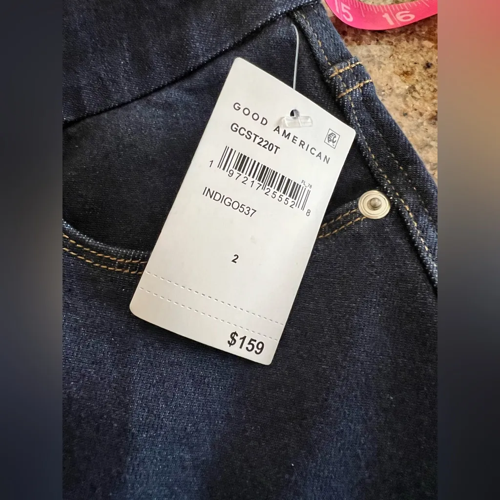 Good American Soft Tech Good Curve Straight Jeans Size 2/26 NWT Indigo color - Image 9