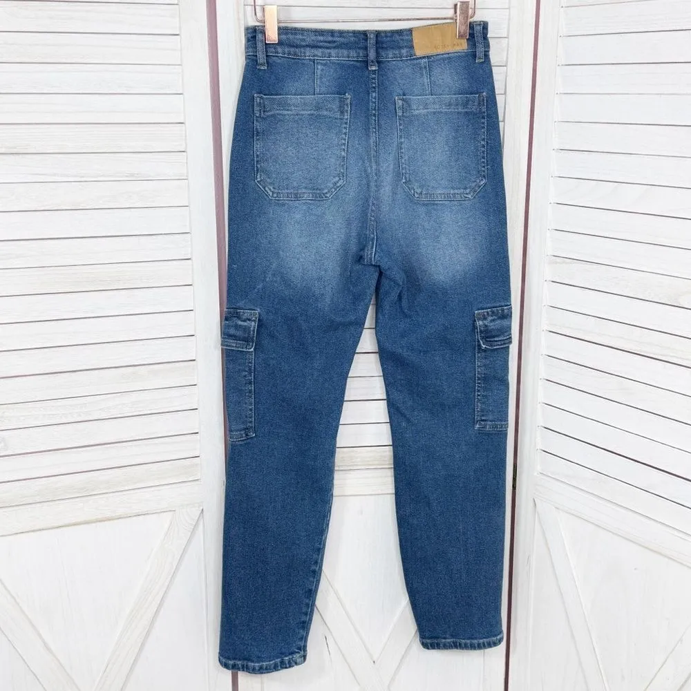 Noisy May Moni High Rise Cargo Pocket Jeans Blue Size 26 - Image 2