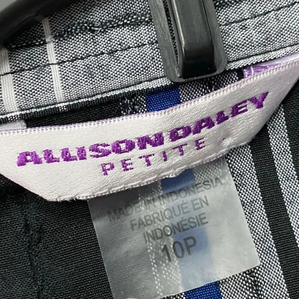 Allison Daley Women’s Shirt Petite 10P Button Up Long Sleeve Black Blue Plaid - Image 8
