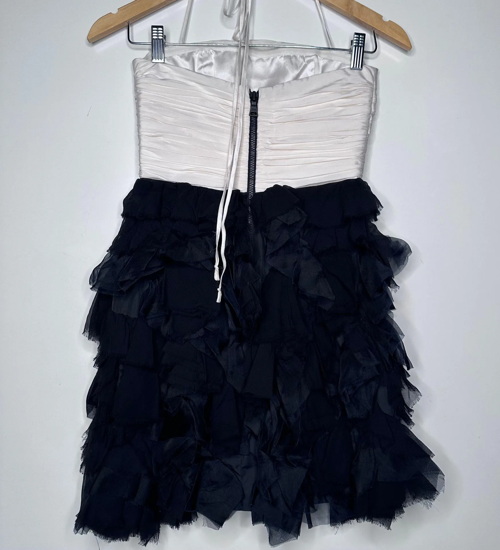 Black and White Silk Blend Ruffle Skirt Mini Dress Size 2 - Image 2