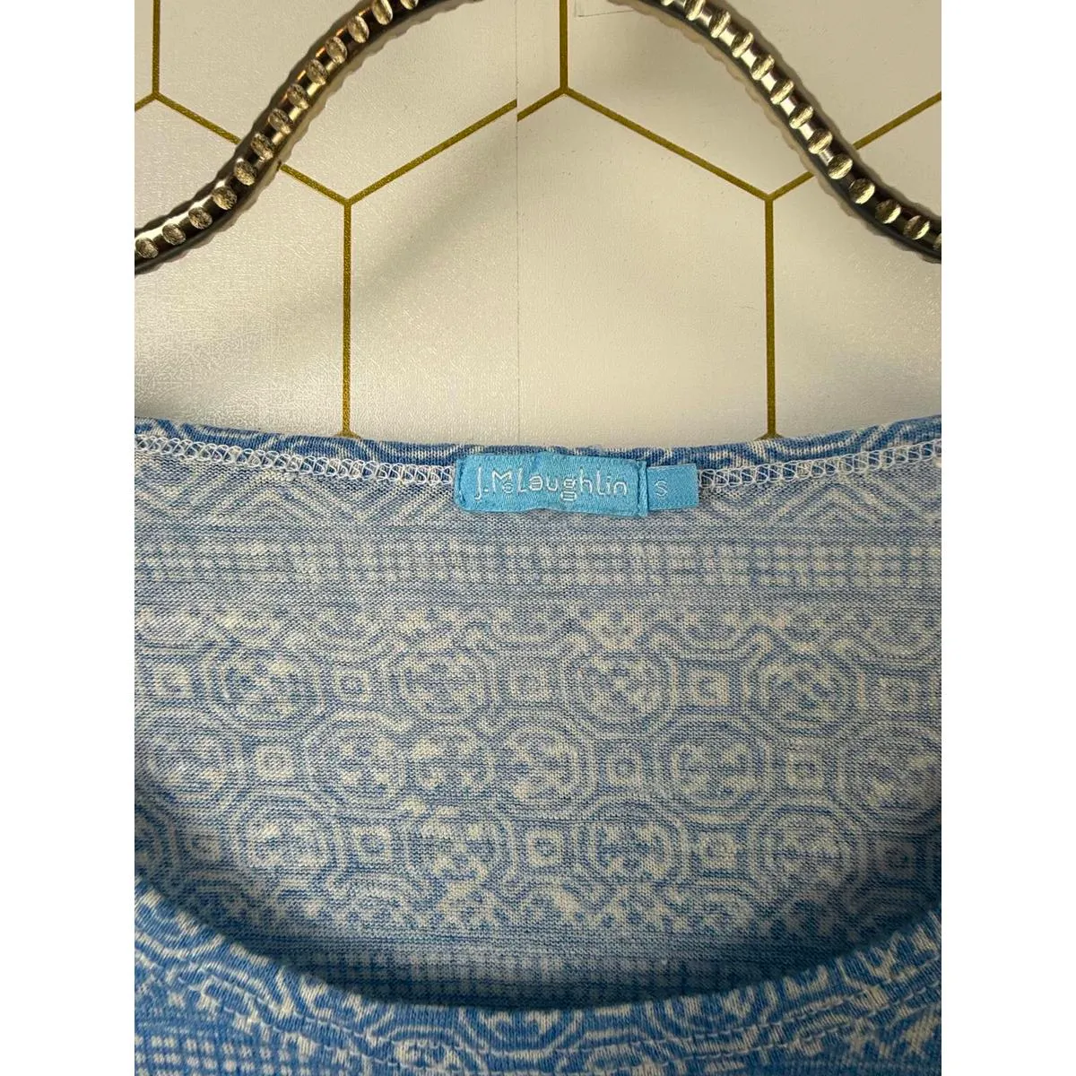 J. McLaughlin Medium Blue Mosaic Tee - Size - Small - Image 4