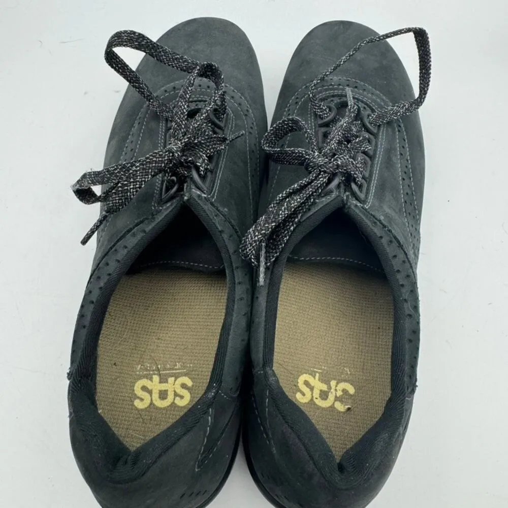 SAS Black Nubuck Leather Lace Up Walking Shoes Comfort 10N Orthopedic Size 10 - Image 7