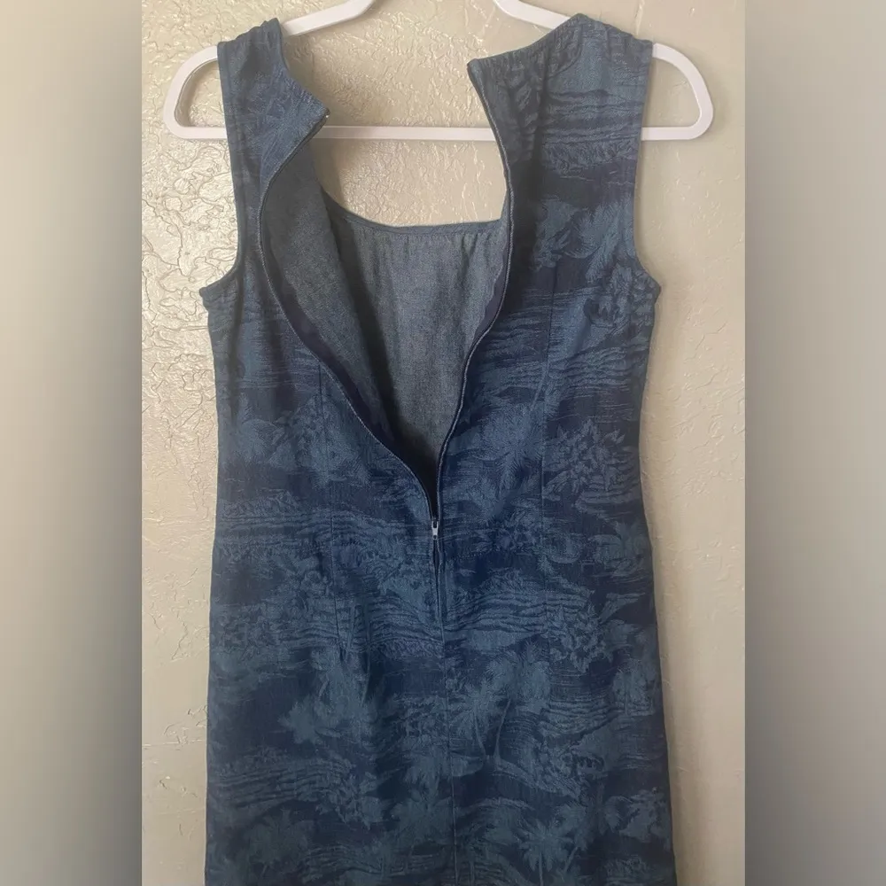 Vintage Carol Anderson California Sleeveless Tropical Print Blue Zip Up Dress 6 - Image 8