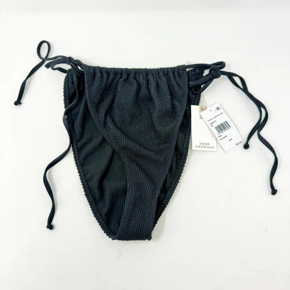 Good American Women Black Always Fit Tiny Ties Bikini Bottom Swim Size 2XL/3XL - Image 2