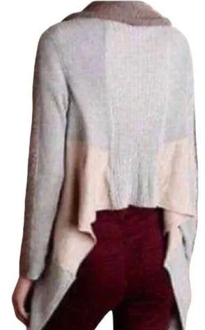 ANTHRO Sparrow Mixed Media Gray Patchwork Thermal Knit Hi-Low Open Cardigan Jacket EUC S - Image 2