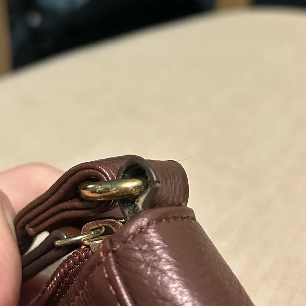 Tignanello Leather Crossbody Bag in Metallic Maroon Red - Image 8