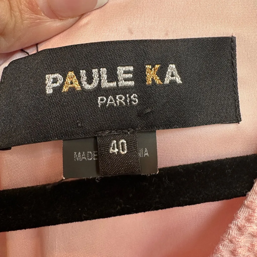 Paule Ka Paris Blush Pink Textured Tweed Dot Dress Coral Belt Size EU 40 US M Size M - Image 11
