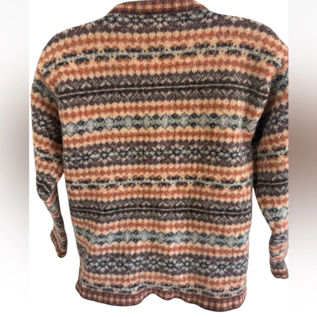 Vintage Gallagher Women’s Fair Isle Cardigan Sweater Shetland Size XS Wool Orange - Image 7