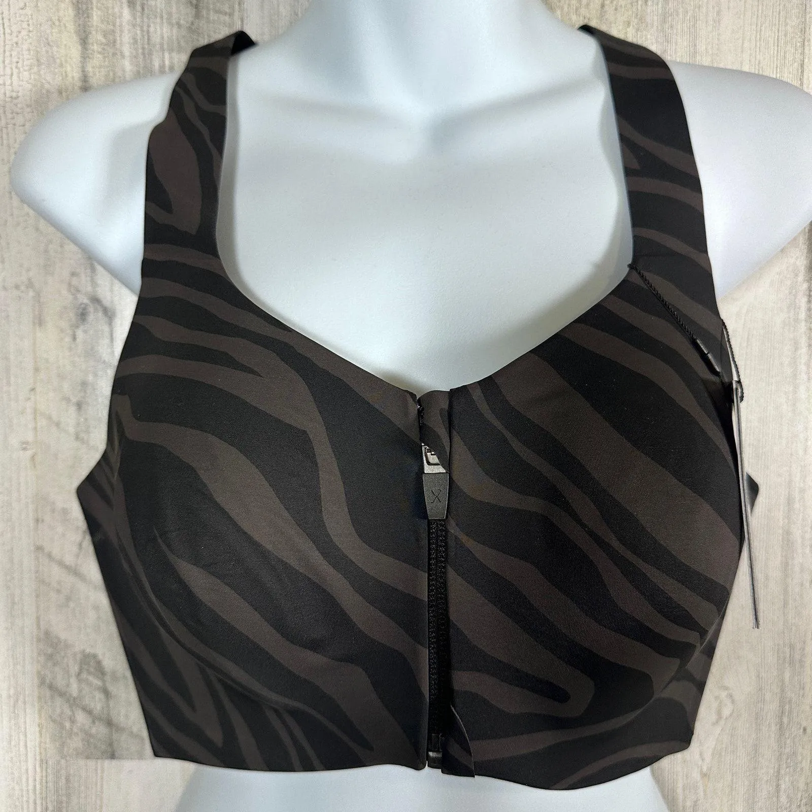 Knix Catalyst Zebra Sports Bra Sz 6 NWT MSRP $78 High Impact Zip Front Black Size M - Image 1