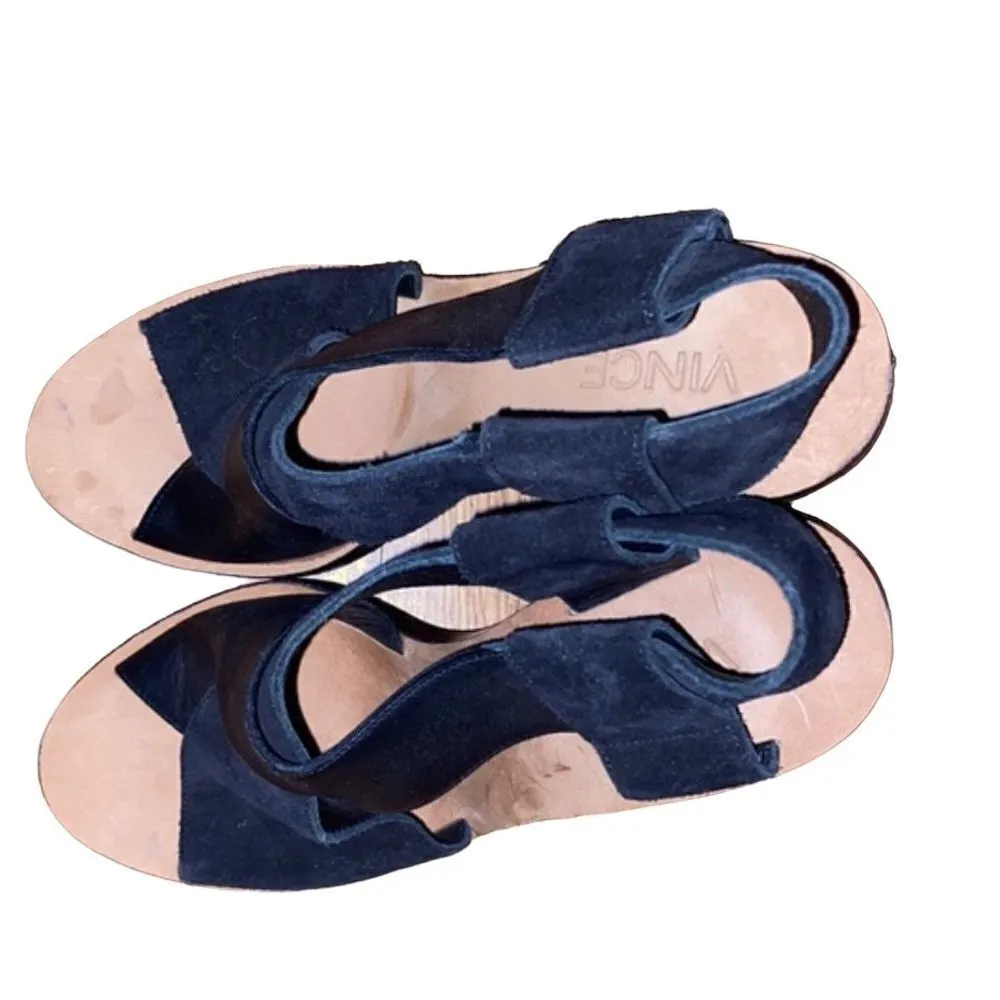 Vince Black Leather and Suede Heels Shoe Size 6 M - Image 4