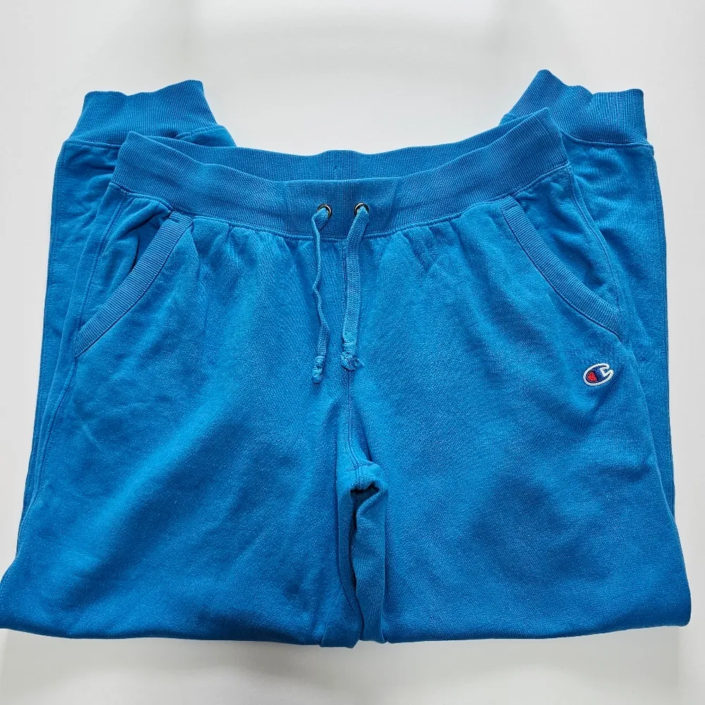Champion Powerblend Balboa Blue Graphic Fleece Joggers Size Large  (12-14) - Image 4