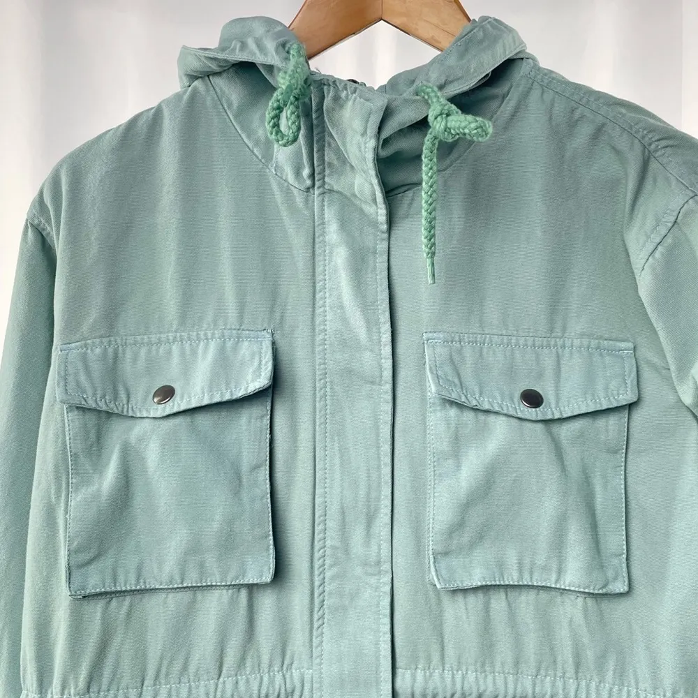 Urban Outfitters Cotton Hooded Barn Coat Field‎ Jacket in Sage Green Size Small - Image 2