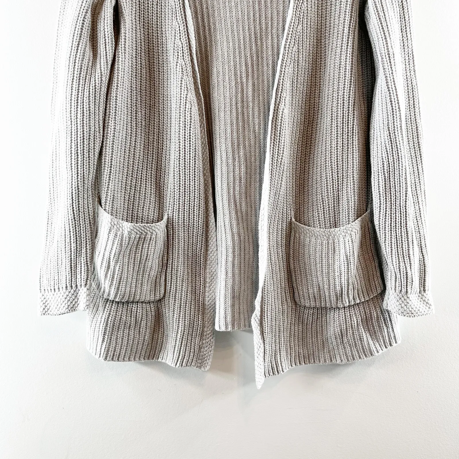 Faherty Cotton-Cashmere Long Sleeve Open Front Lumi Cardigan Sweater Gray XS - Image 9