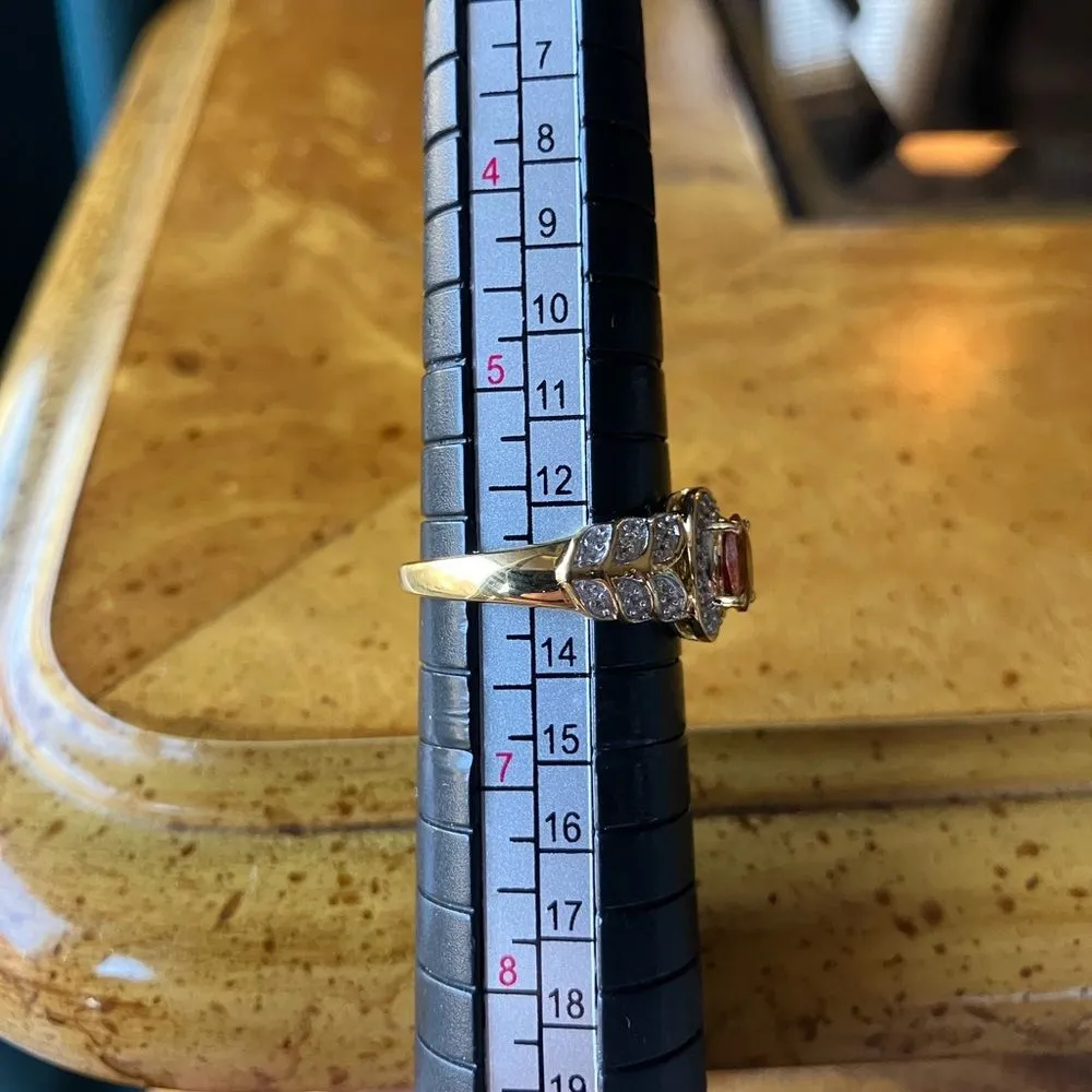 Natural Orange Garnet Sterling Silver Ring Size 6 Gold - Image 5