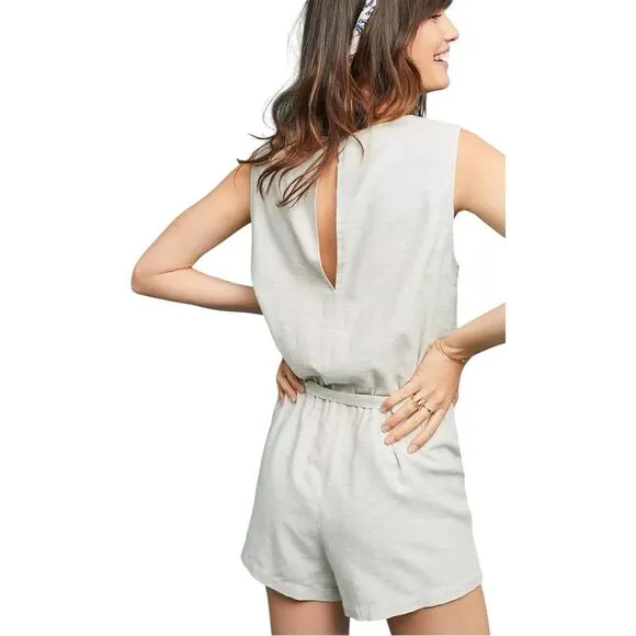 Anthropologie Eris Romper by Greylin 100% Cotton Grey‎ Belted Casual sz XS - Image 4