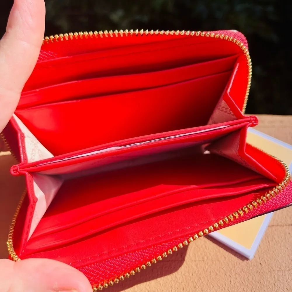 Michael Kors Jet Set Signature Zip-Around Wallet – Sangria Pink MK Logo – NWT - Image 4