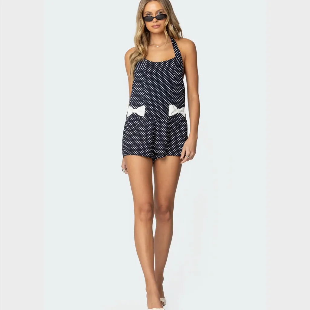 Lena Polka Dot Halter Neck Romper - Image 5