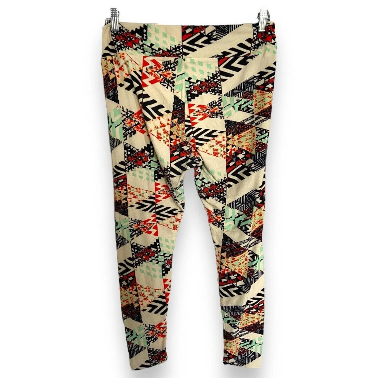 LuLaRoe Womens Leggings‎ Sz TC Cream Orange Black Mint Funky Print 12 14 16 18 - Image 4