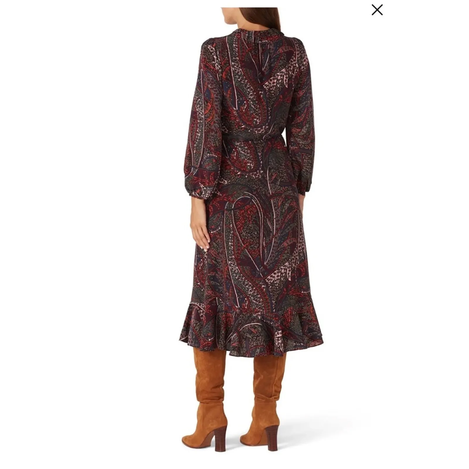 Vanessa Bruno Pryska Abstract Floral Paisley dark Colorful Midi Dress Purple Size 4 - Image 8