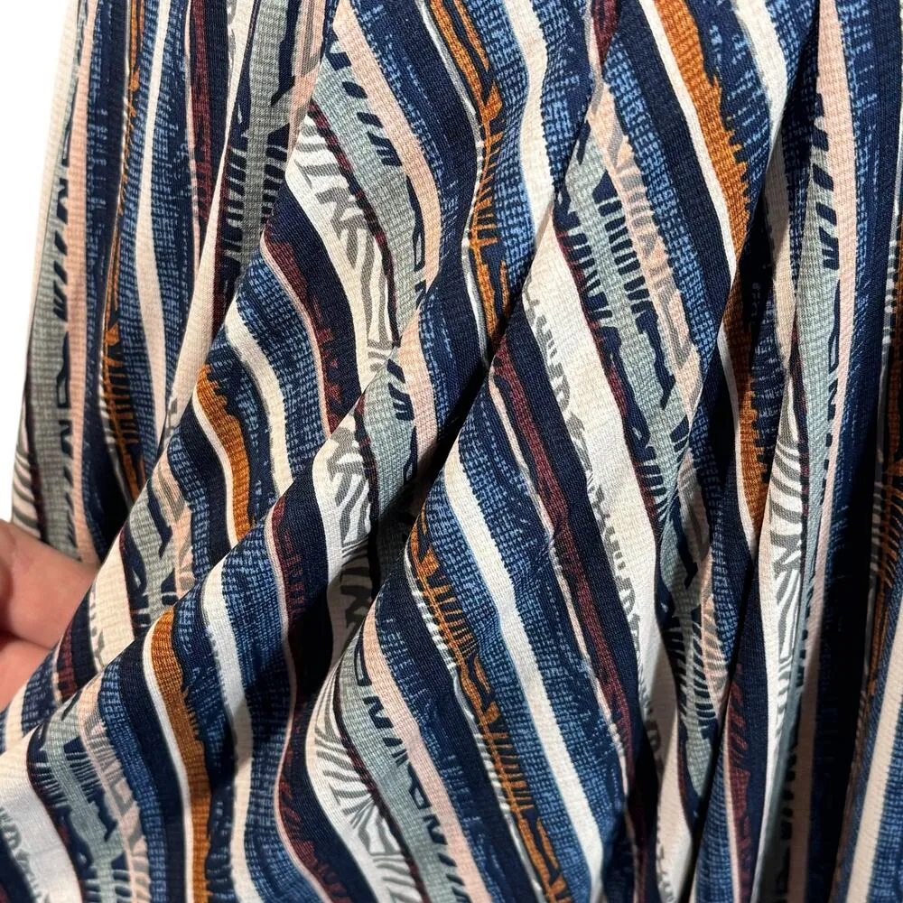 BCBGeneration Large Midi Dress Striped Halter V-Neck Pockets Stretch Hi-Low Hem - Image 3