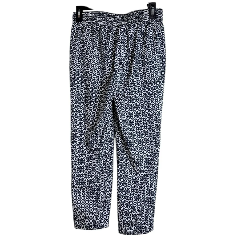 J. Crew Deep Navy White Geometric Patterned Side Pocket Drawstring Joggers sz 2P - Image 2
