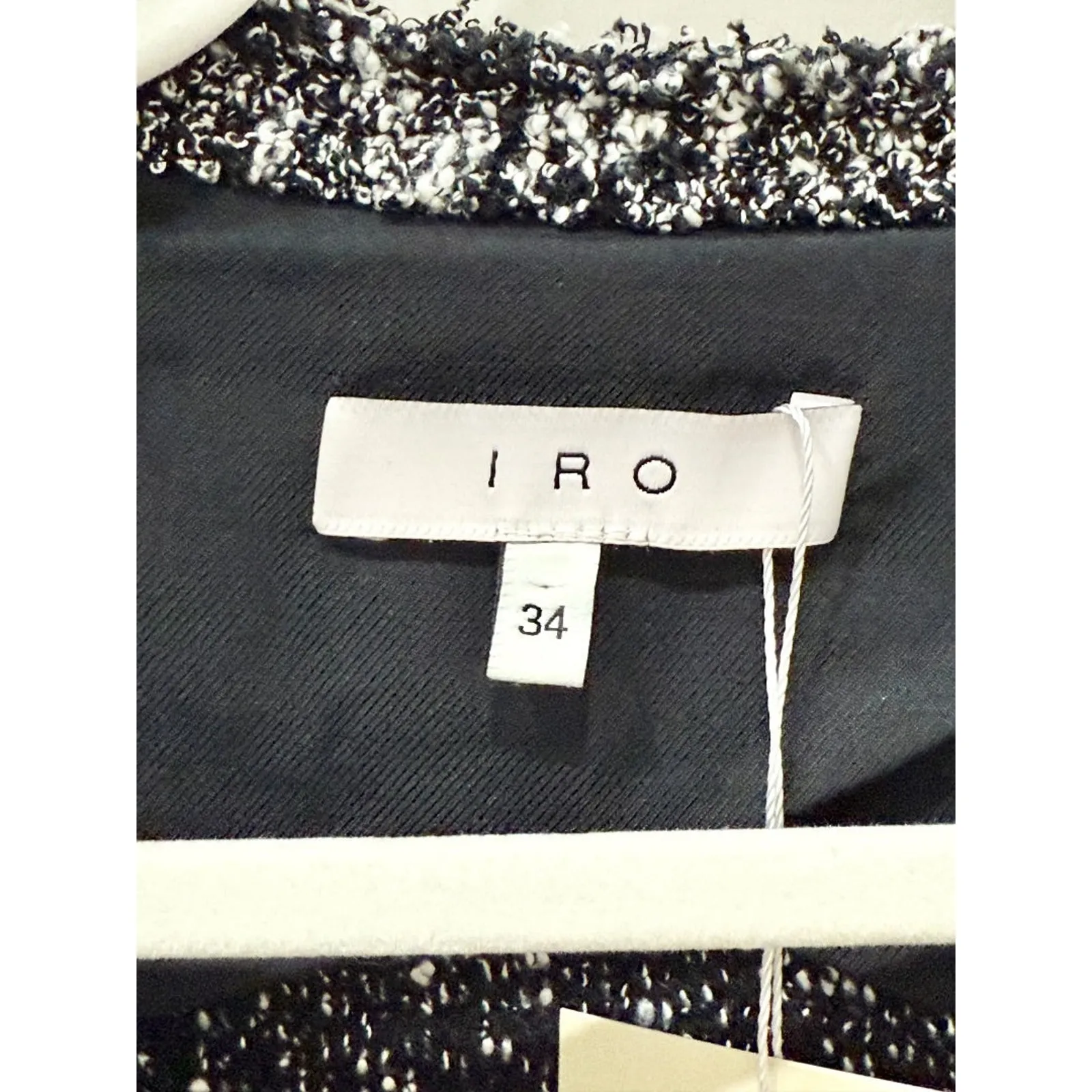 IRO Chada Tweed Boucle Knit Raw Hem Open Front Blazer Jacket Gray Women's Size 2 - Image 5