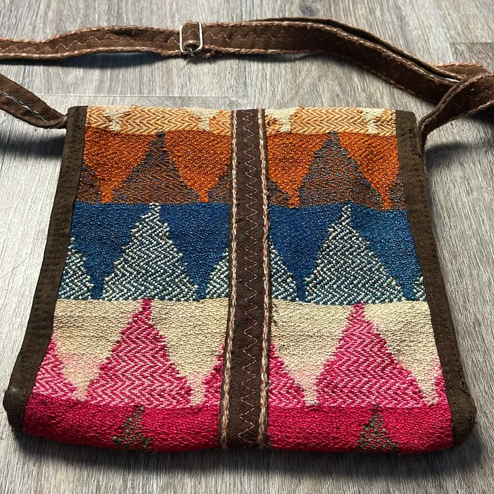 Turkish Handmade Kilim Crossbody Boho Bag Red - Image 9