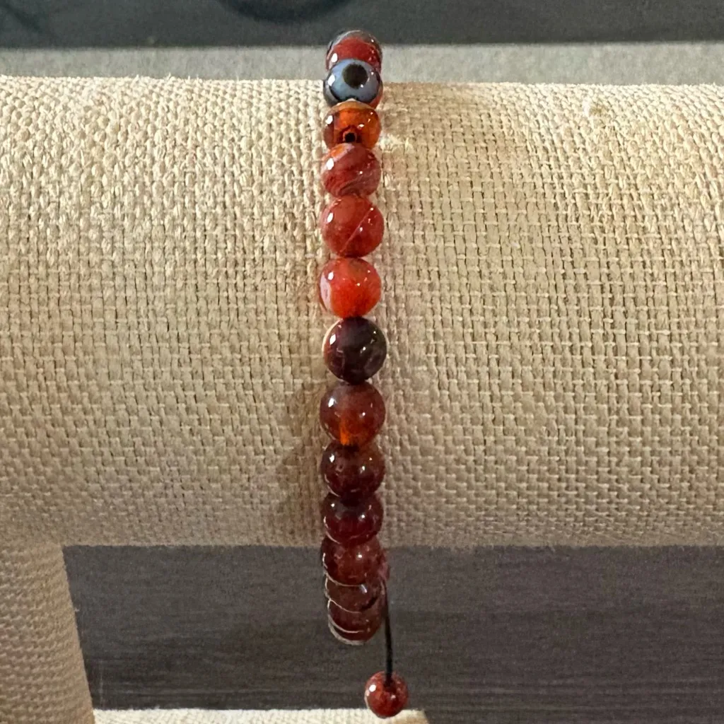 Adjustable Corded Carnelian Gemstone Bracelet Red - Image 3