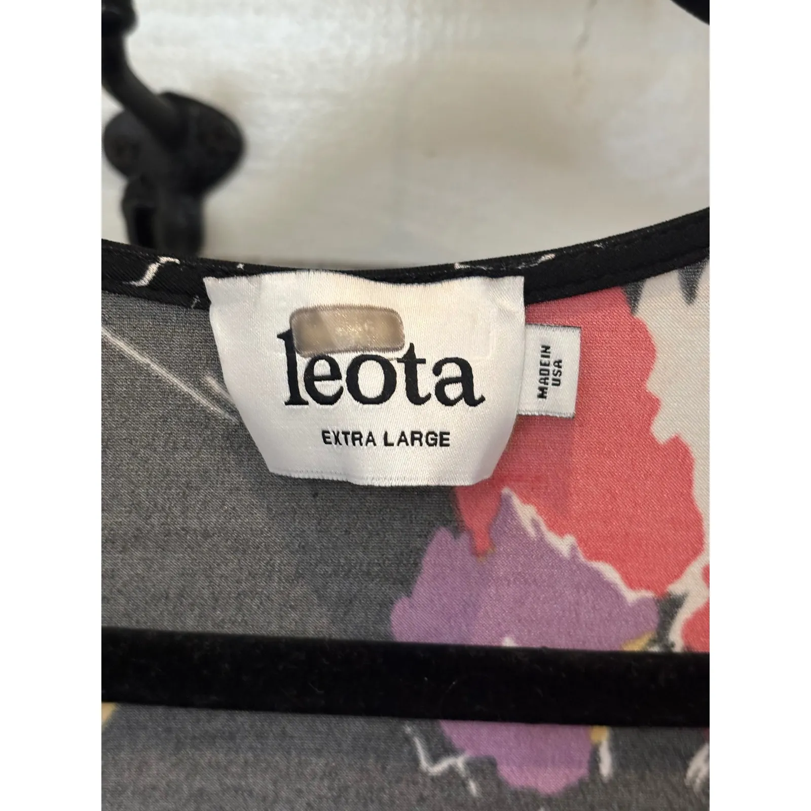 Leota Wrap Dress Black Floral Print 3/4 Sleeve V Neck Midi Plus Size XL - Image 3