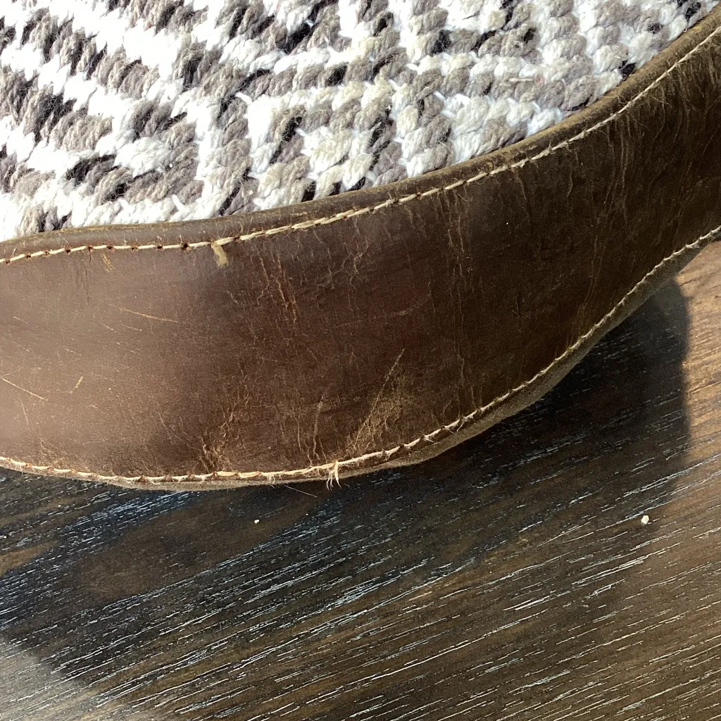 Myra Bag Gray and Cream Geometric Pattern Shoulder Bag Brown - Image 4