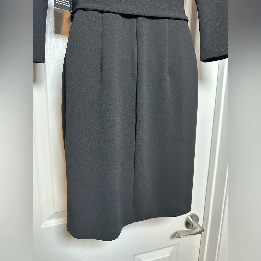 NWT Express Classy Midi 3/4 Sleeve Women’s Belted Little Black Sheath Dress XS - Image 11