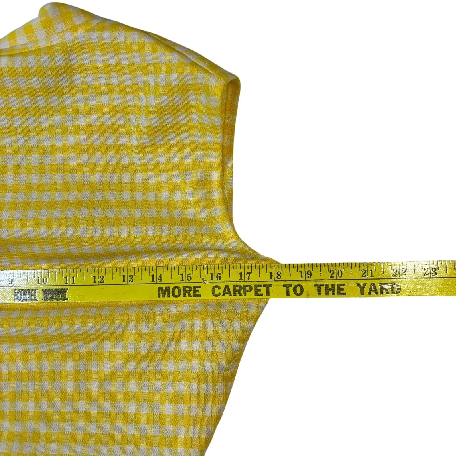Vintage Yellow Gingham Sleeveless Button Front Shirt Dress with Belt and Pockets Size M - Image 6