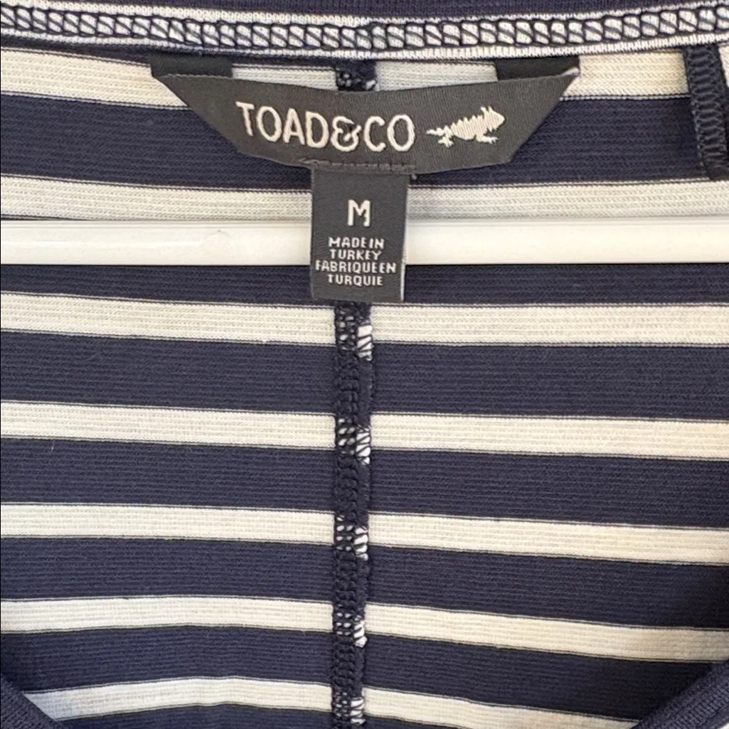 Like New Toad&Co Samba Muse Ruched Side Striped Midi Dress Size Medium - Image 5