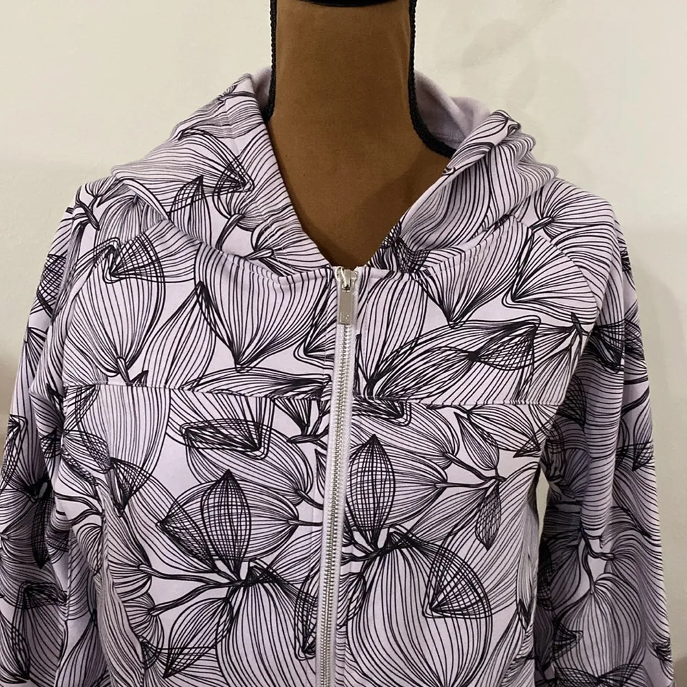 Buff Bunny core zip jacket hoodie floral sketch print in citrus lilac size XXXL - Image 6