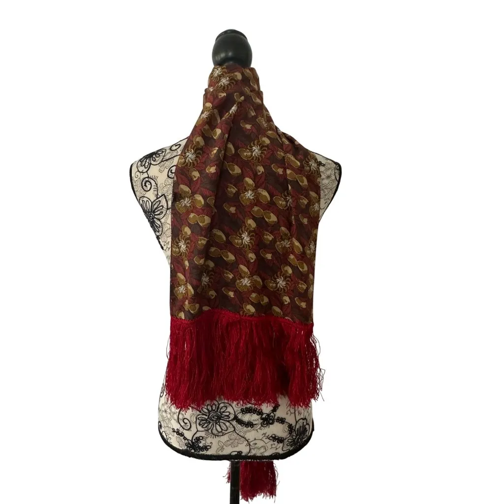 VINTAGE Womens Handmade Floral Fringe Scarf - Image 2