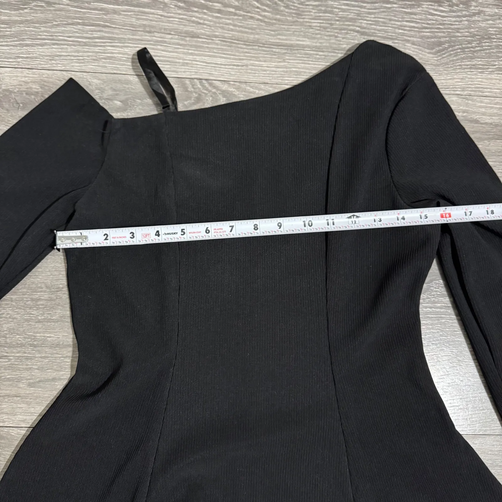 New POPJULI Black One Shoulder Long Sleeve Fit Flare Gothic Zip Dress Women L Size L - Image 6