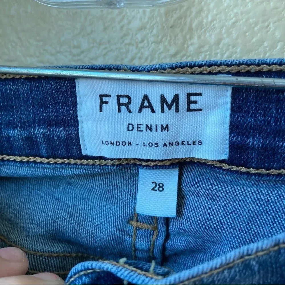 FRAME Le Skinny de Jeanne Chewed Hem Medium Wash Jeans Size 28 - Image 4