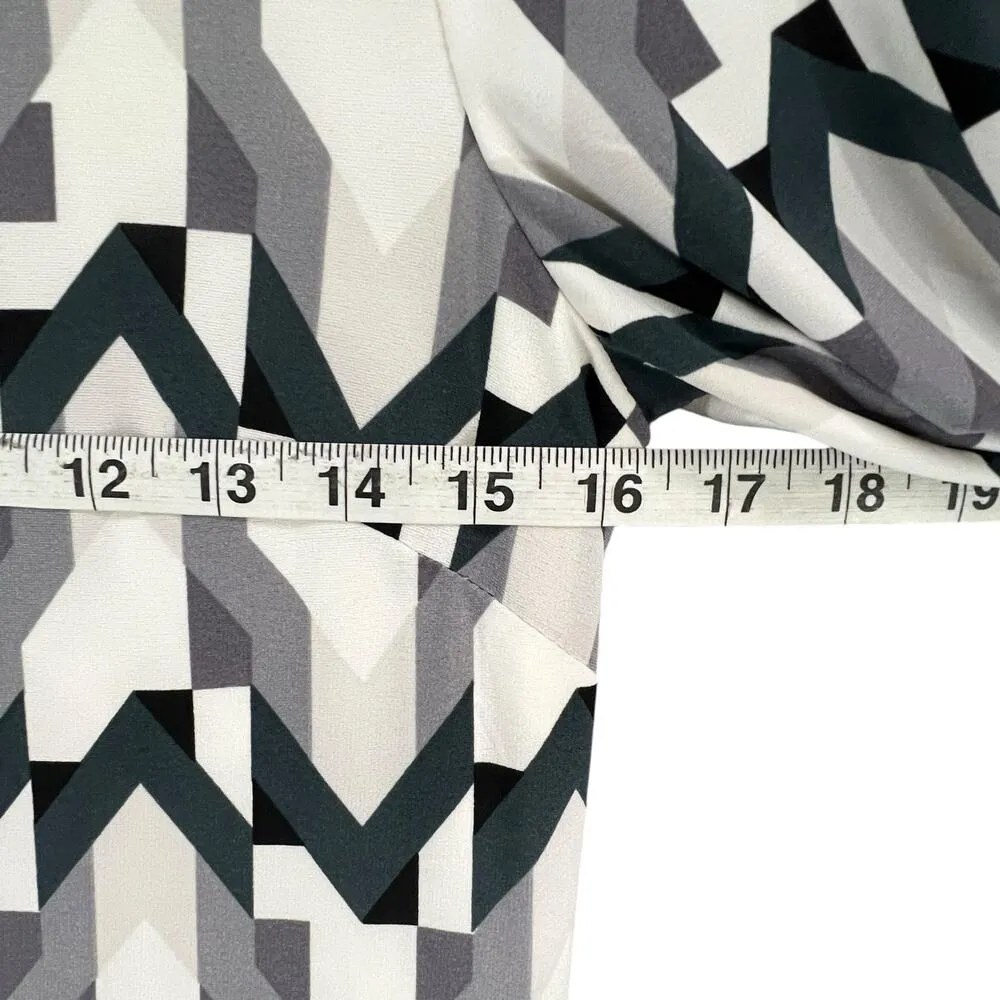 Eliza J Shift Dress Women 4 Gray Pink Trim Geometric 3/4 Sleeve Stretch Timeless - Image 8