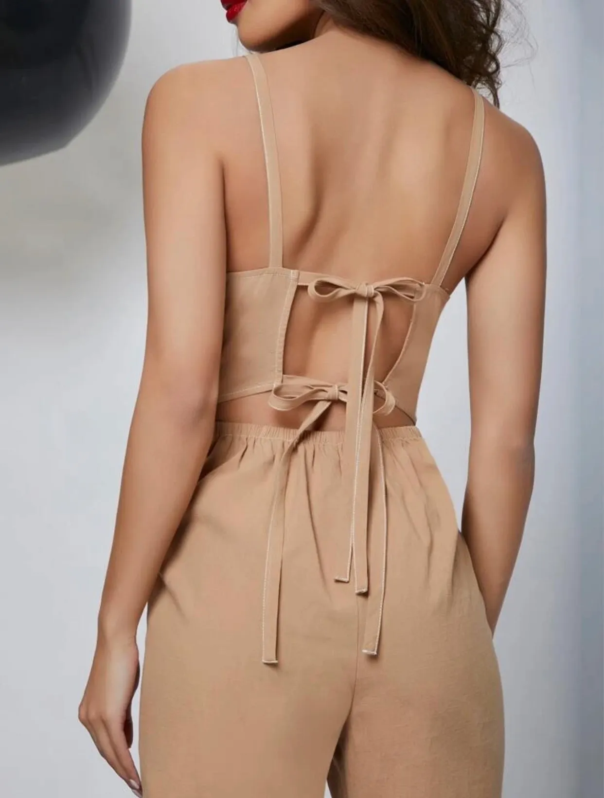 SheIn Backless-Tie Split Hem Romper Jumpsuit - Image 3